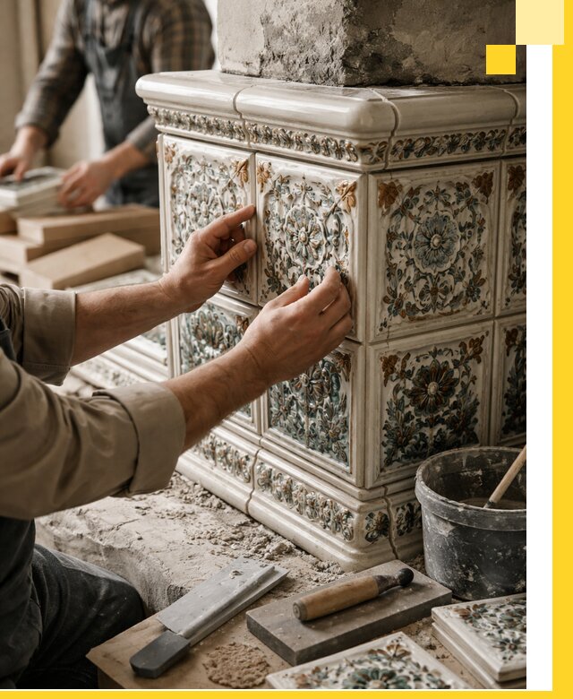 Изразцовые камины под ключ в Волгодонске: проект и монтаж