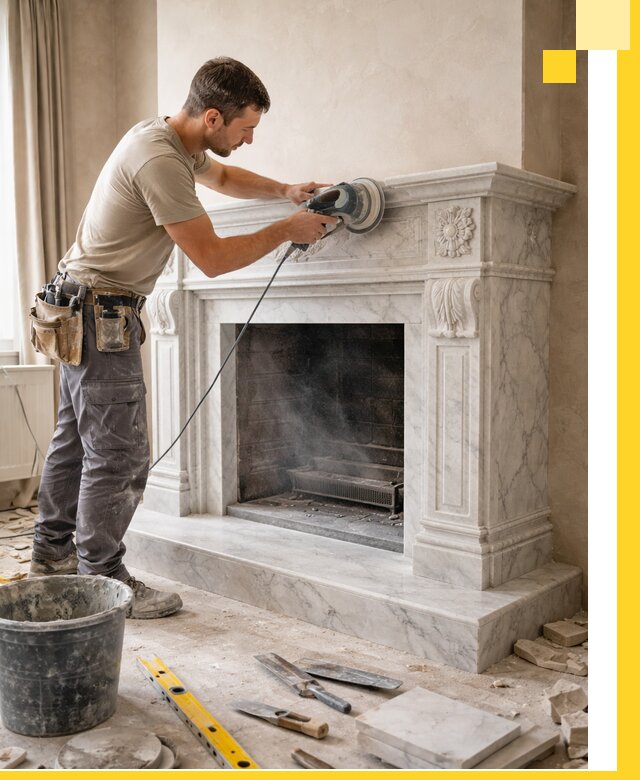 Изготовление и установка мраморных каминов в Волгодонске под ключ