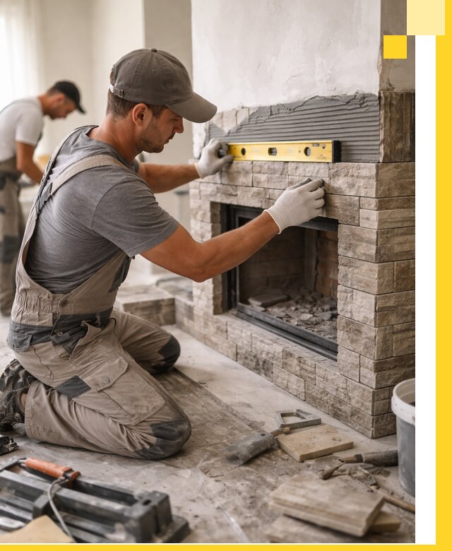 Облицовка каминов в Волгодонске, монтаж и отделка натуральным камнем