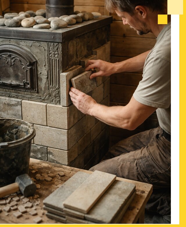 Облицовка банных печей в Волгодонске профессиональная отделка