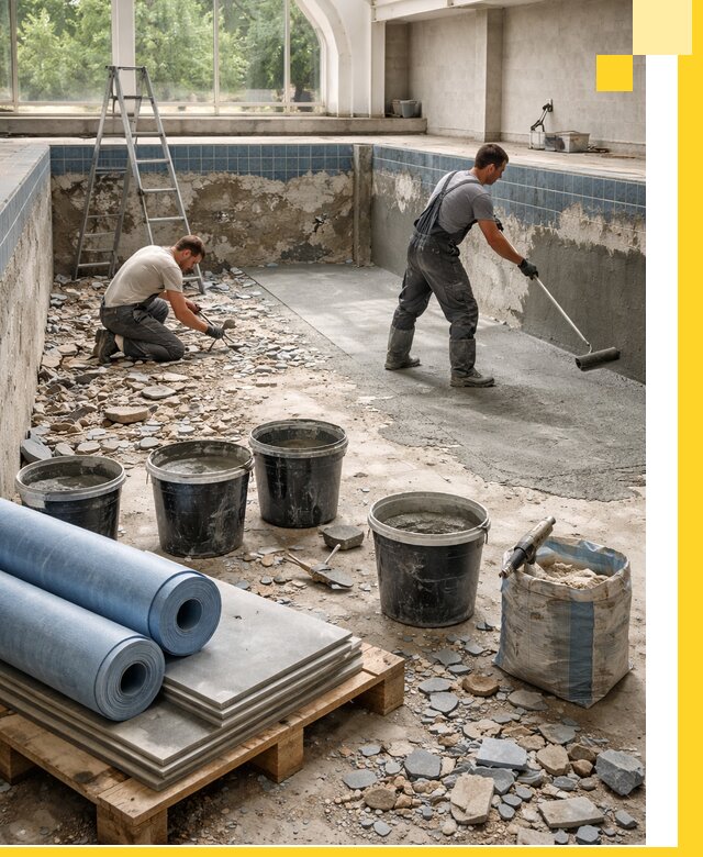 Реконструкция бассейнов в Волгодонске: ремонт, гидроизоляция