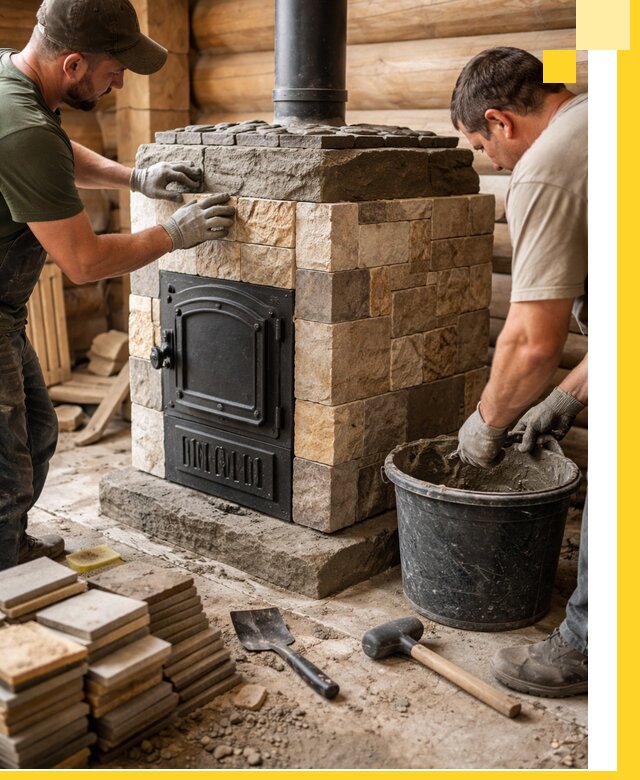 Облицовка банной печи под ключ в Волгодонске: камень и плитка