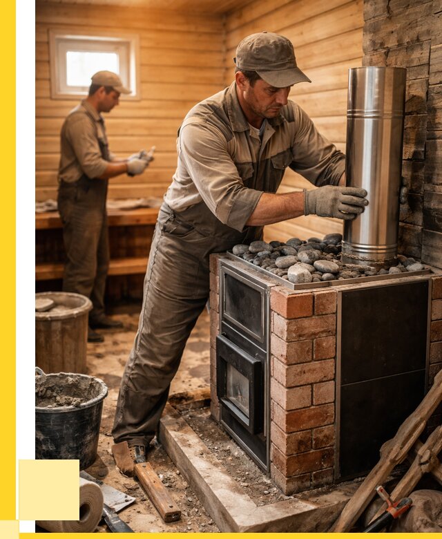 Монтаж печи в бане под ключ в Волгодонске от 21886 р. | ЭриданВгн