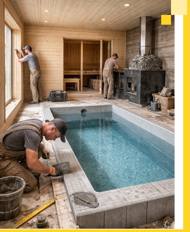 Проект бани с бассейном и сауной в Волгодонске под ключ