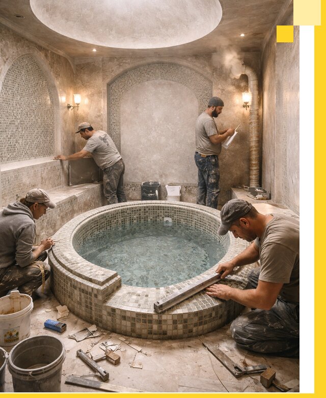 Профессиональное строительство хамама с бассейном в Волгодонске под ключ