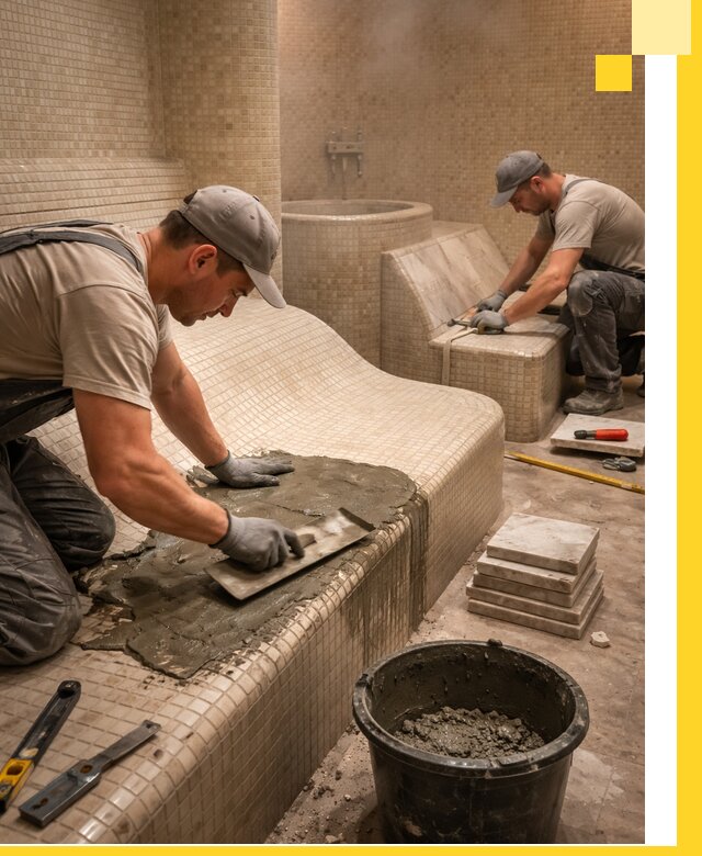 Лежаки для хамама под ключ в Волгодонске, проект и монтаж