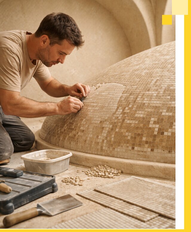 Профессиональная укладка мозаики для хамама под ключ в Волгодонске