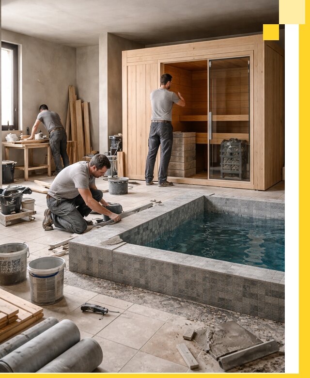 SPA зоны под ключ с бассейном сауной и печью в Волгодонске